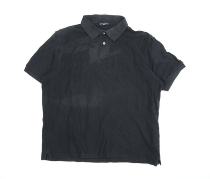 Marks and Spencer Men's Black Polo, XL, Cotton