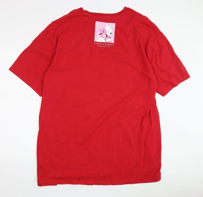 Unisex Adults UK Size M Disney Red Basic T-Shirt