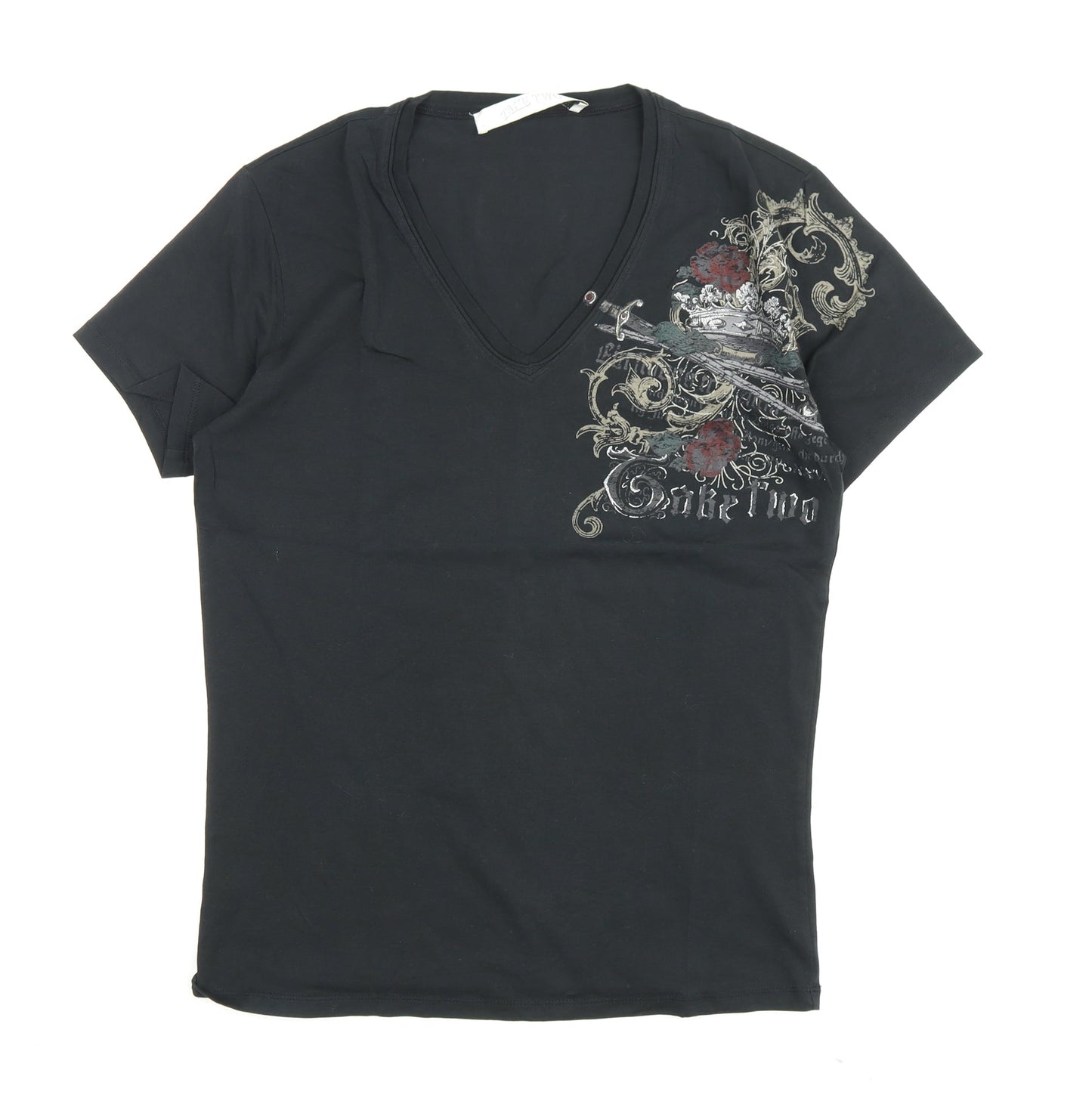 Take Two Unisex Black V-Neck T-Shirt L