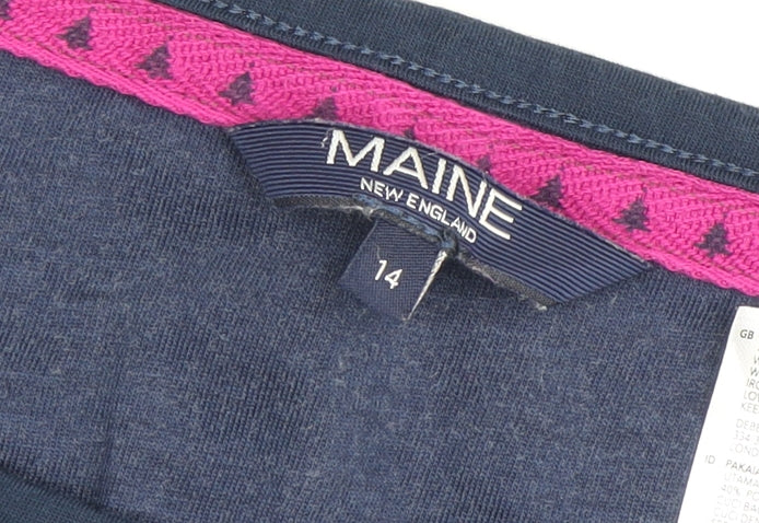 Womens UK Size 14 Maine New England Blue Basic T-Shirt