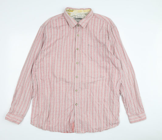 Mantaray Unisex Red Striped Cotton Button-Up Shirt 18