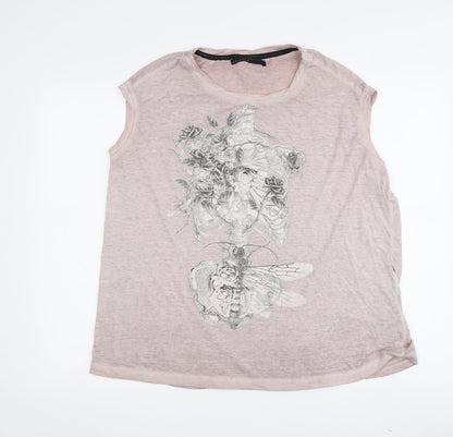 Crafted Women's Sleeveless Pink T-Shirt Size 14