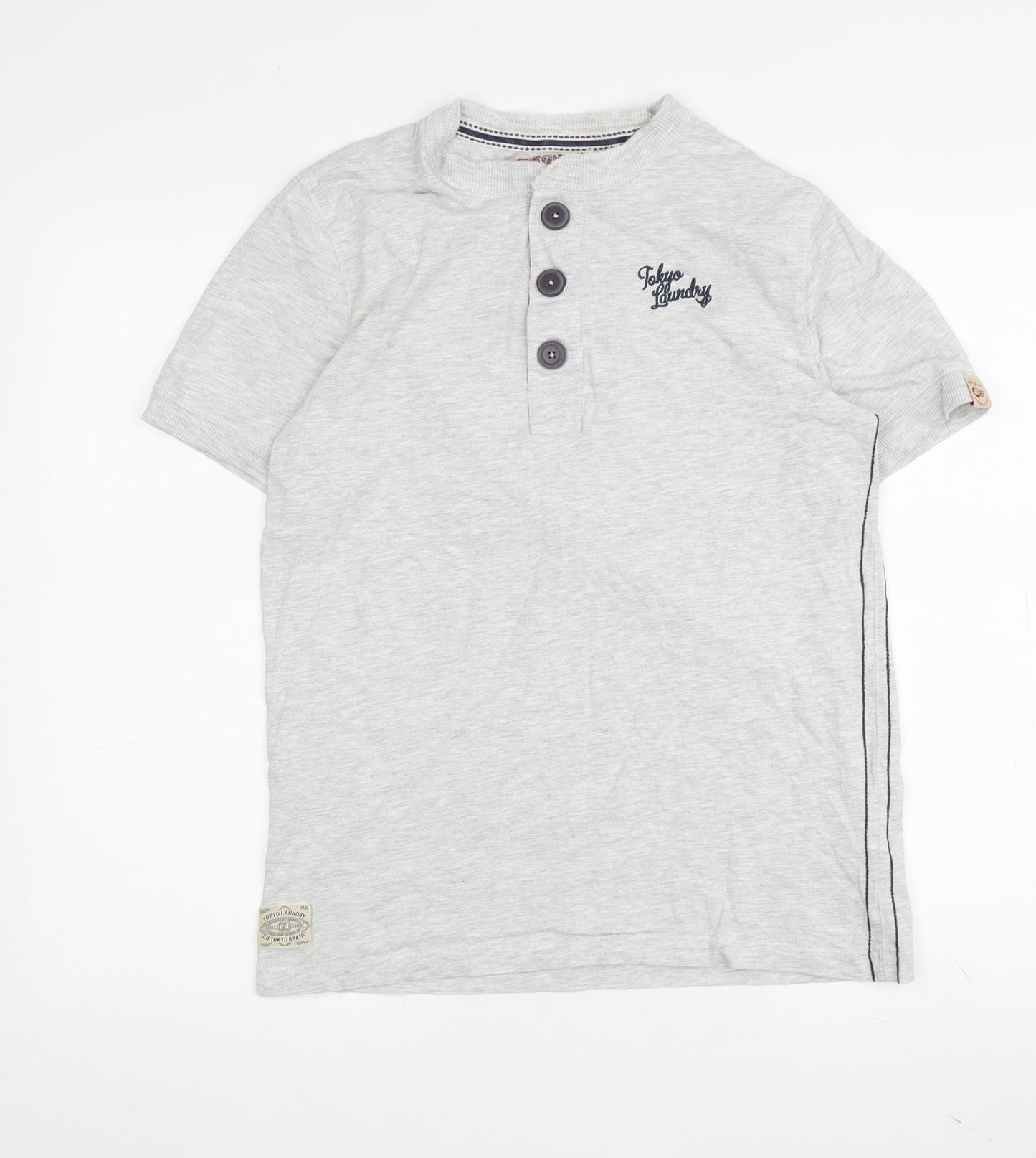 Tokyo Laundry Men's Grey Henley T-Shirt, Size S