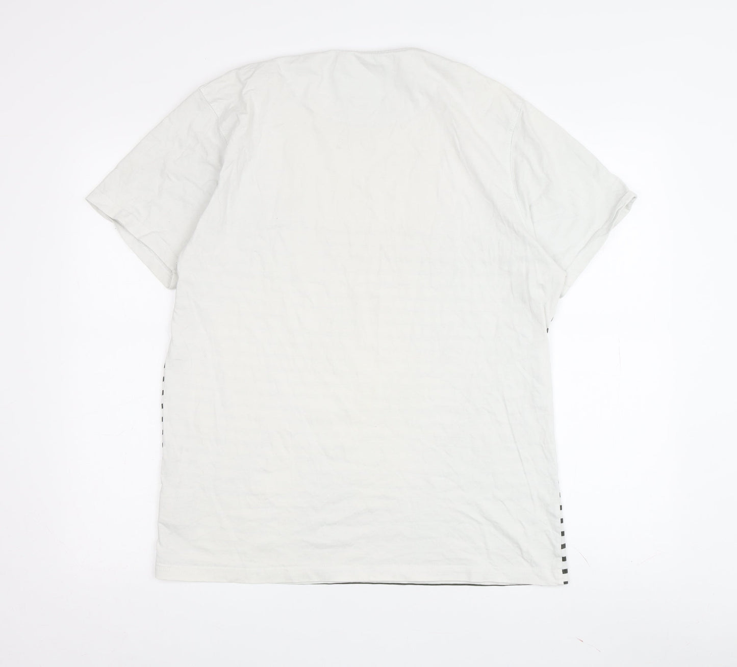 EN IT Men's L White Striped Crew Neck T-Shirt