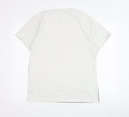 EN IT Men's L White Striped Crew Neck T-Shirt