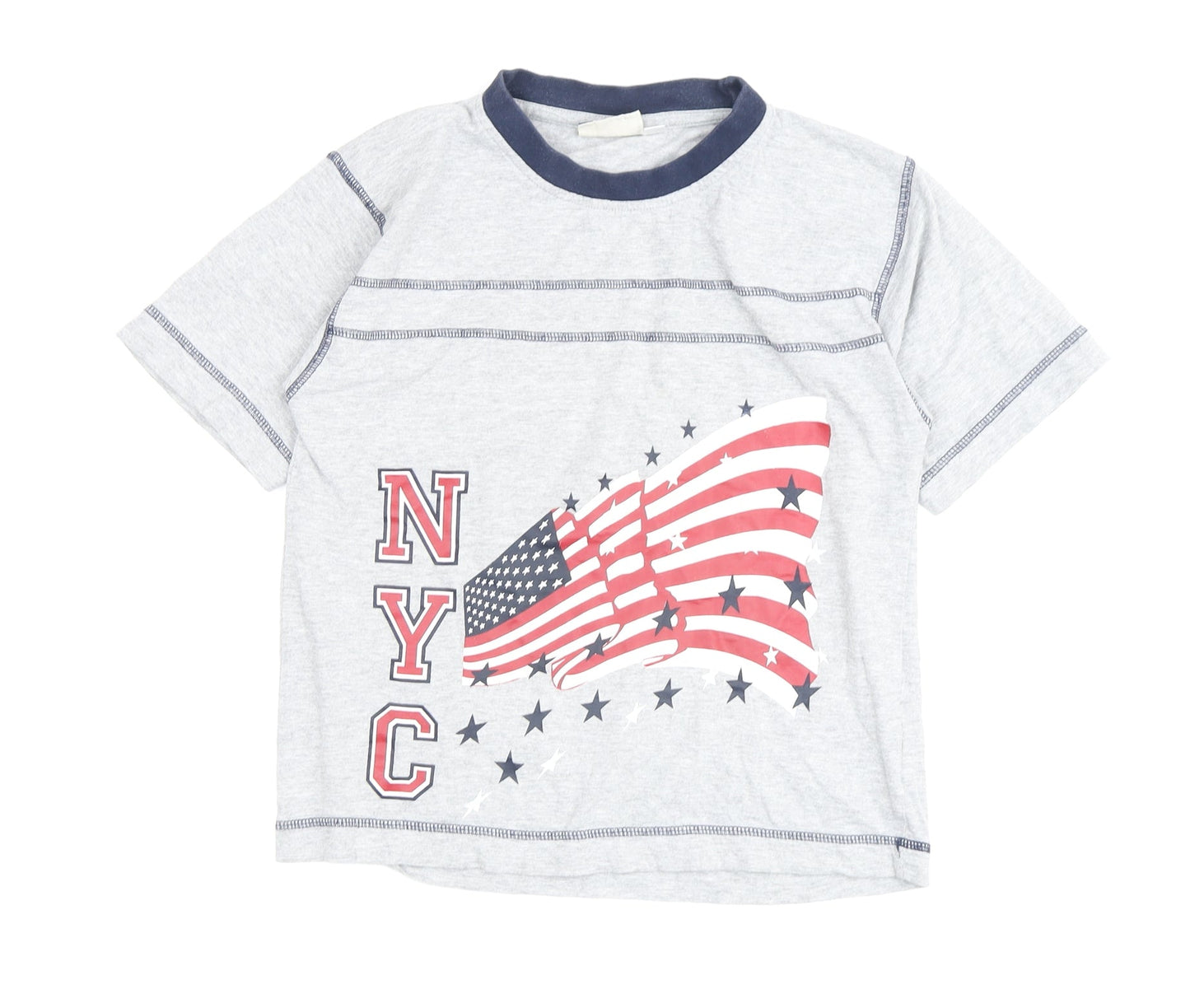 KNTC Clothing Boys Grey Graphic T-Shirt 10 Years Patriotic Style