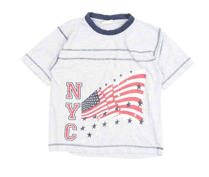 KNTC Clothing Boys Grey Graphic T-Shirt 10 Years Patriotic Style
