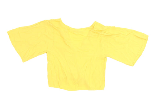 Bershka Women's Yellow Cropped Blouse XS