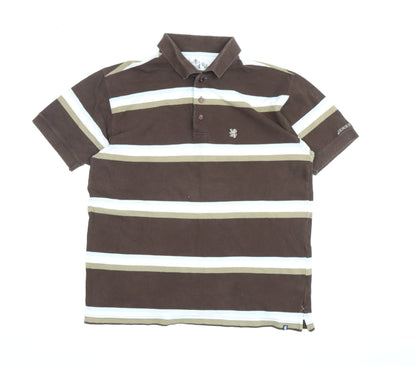 Lambretta Men's Brown Striped Collared Polo Shirt XL