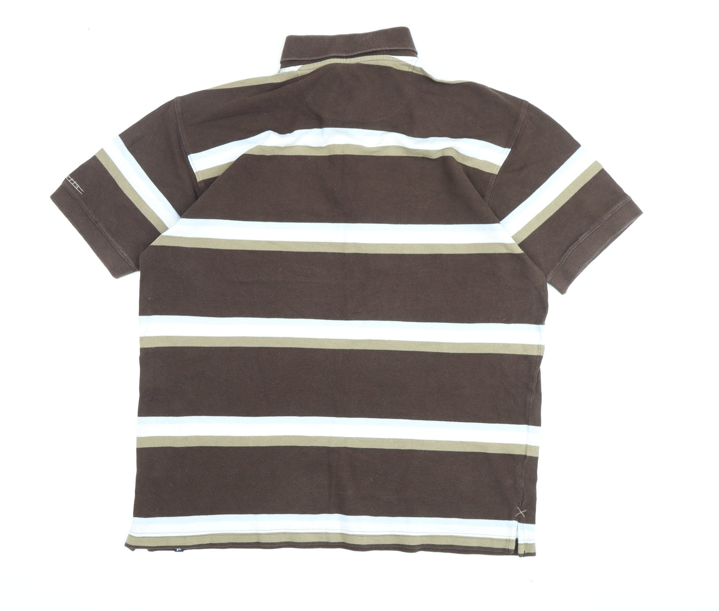 Lambretta Men's Brown Striped Collared Polo Shirt XL