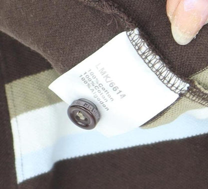 Lambretta Men's Brown Striped Collared Polo Shirt XL