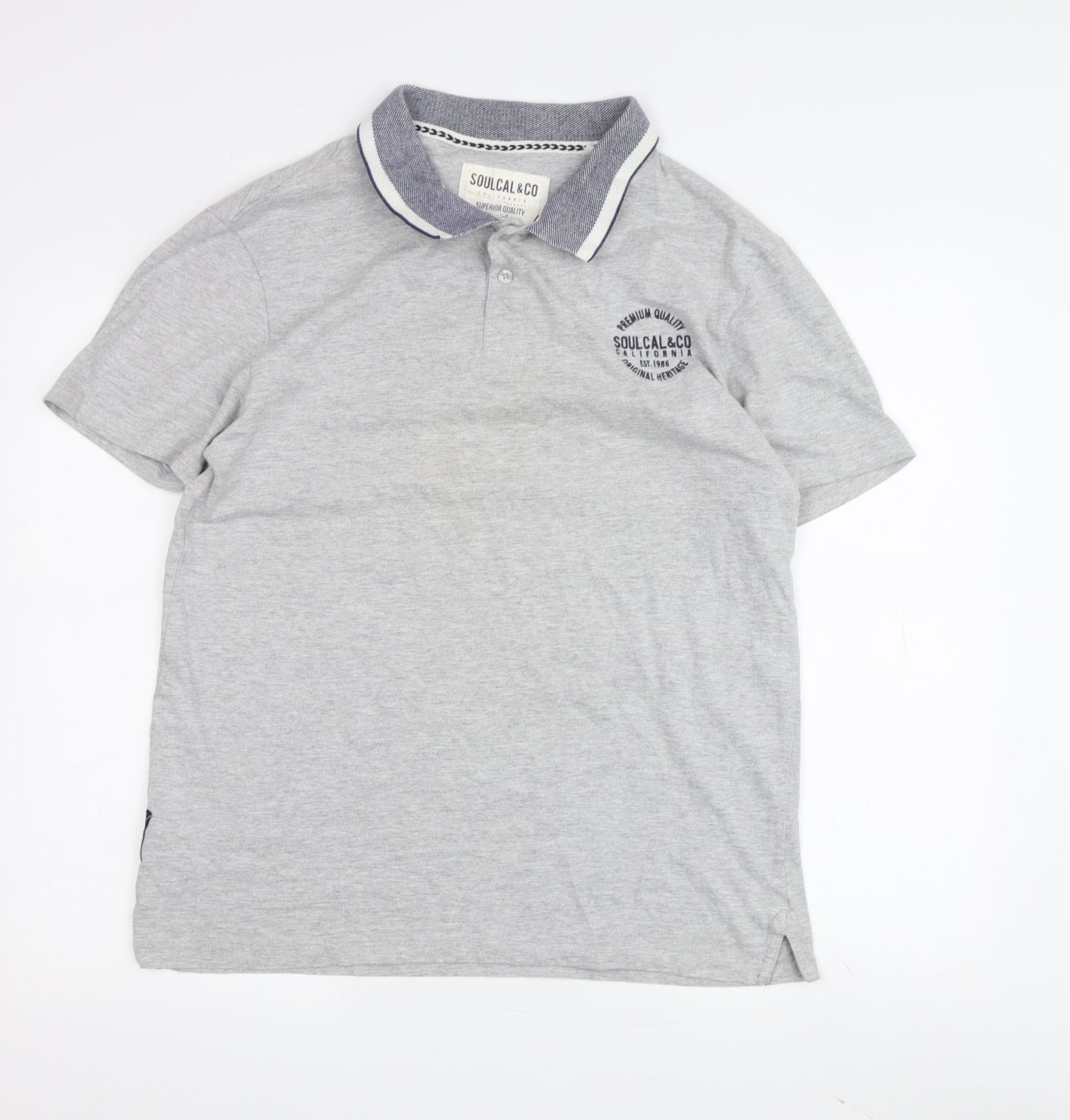 SoulCal & Co Men's Grey Polo Shirt Medium