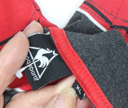 Le Coq Sportif Men's Red Striped Polo XL