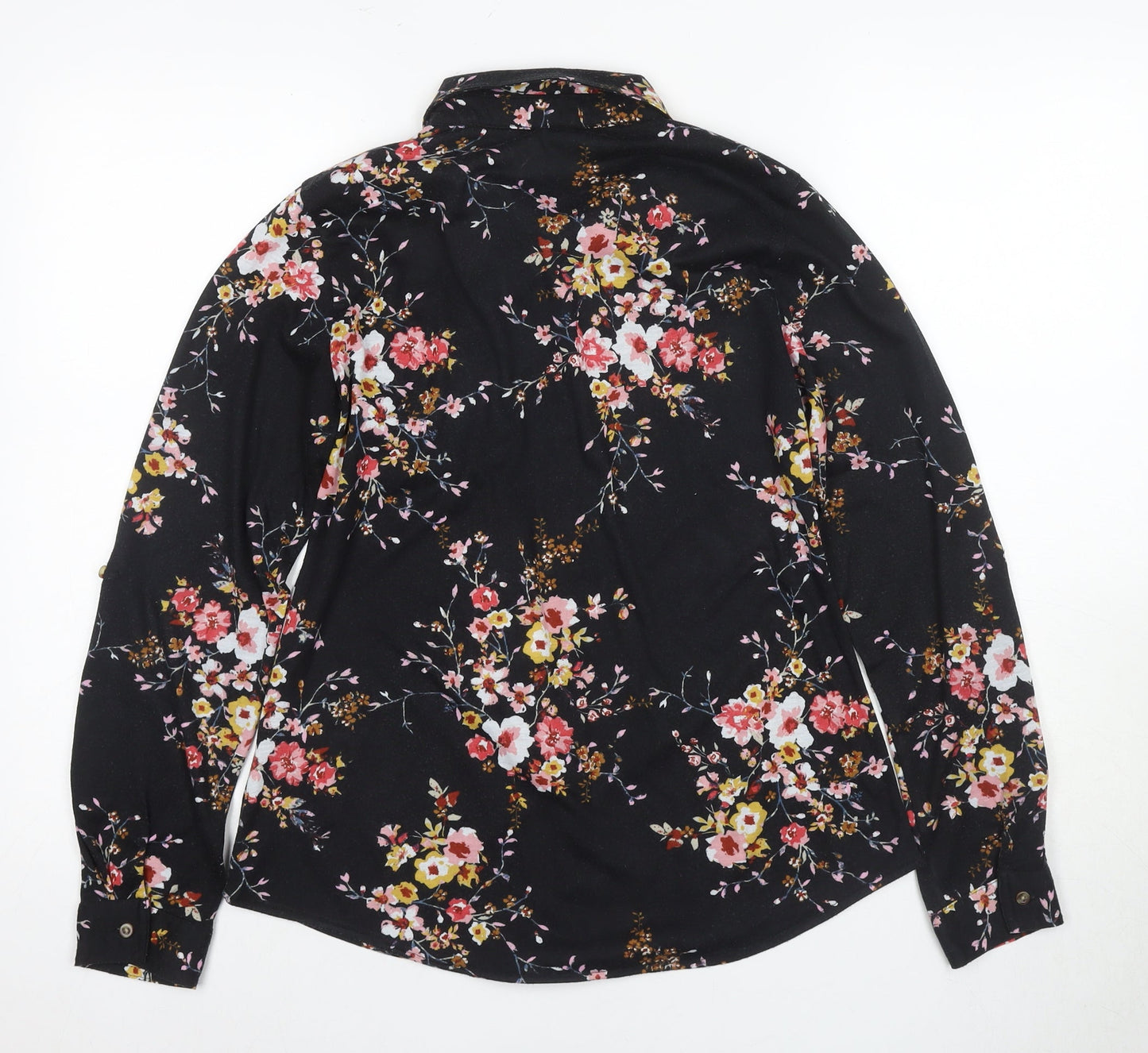 Womens UK Size S Apricot Black Basic Button-Up