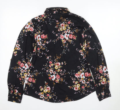 Womens UK Size S Apricot Black Basic Button-Up