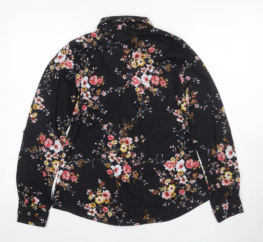 Womens UK Size S Apricot Black Basic Button-Up