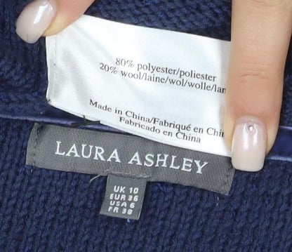 Laura Ashley Women's Blue Knit Pullover Jumper, Size 10