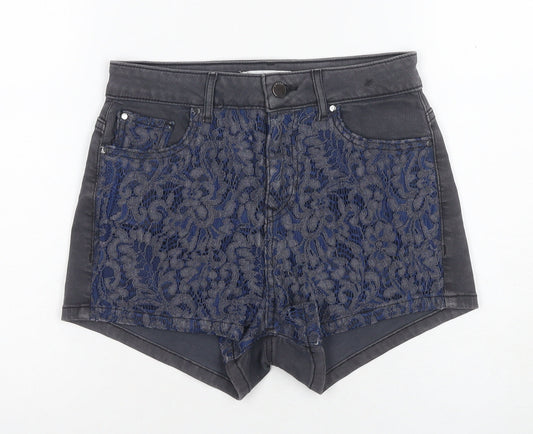 Guess Women's Black Hot Pants, Size 2, Floral Lace Denim