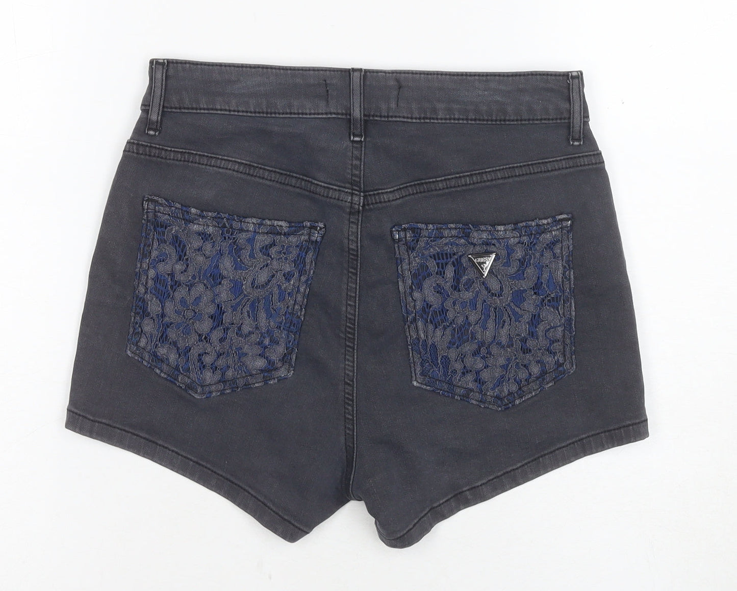 Guess Women's Black Hot Pants, Size 2, Floral Lace Denim