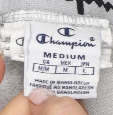 Champion Grey Jogger Trousers M Unisex Cotton Elastane