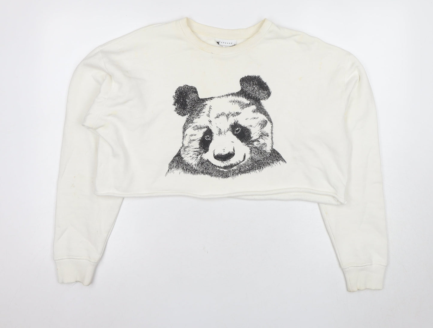 Topshop Women's White Panda Graphic Sweatshirt Size 10