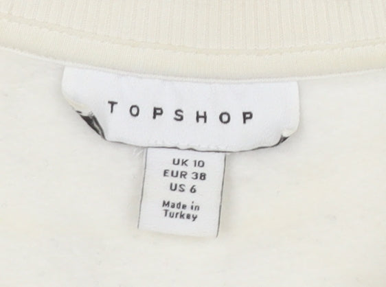 Topshop Women's White Panda Graphic Sweatshirt Size 10