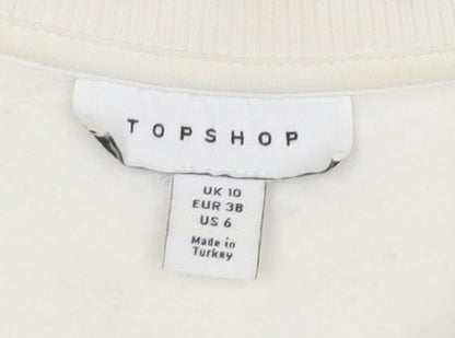 Topshop Women's White Panda Graphic Sweatshirt Size 10
