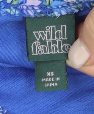 Womens UK Size XS Wild Fable Blue Cropped Blouse