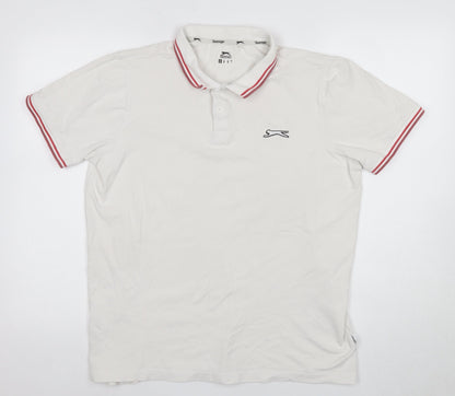 Slazenger Men's White Polo Shirt M Solid Logo