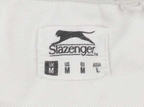 Slazenger Men's White Polo Shirt M Solid Logo