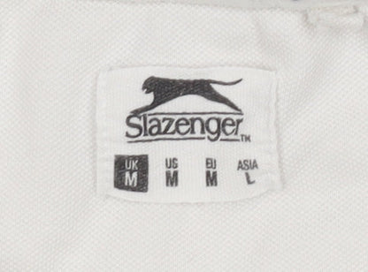 Slazenger Men's White Polo Shirt M Solid Logo