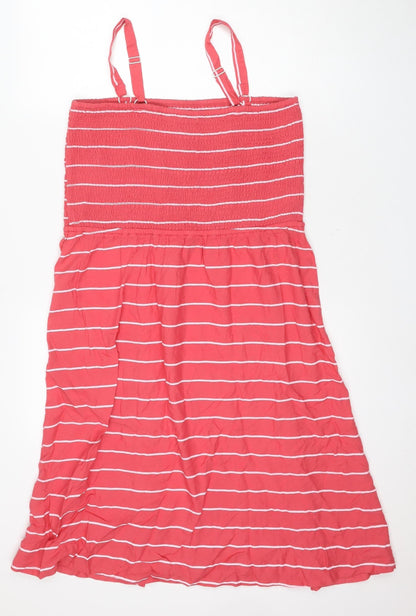 Damart Women's Red A-Line Striped Dress, Size 16, Summer Casual