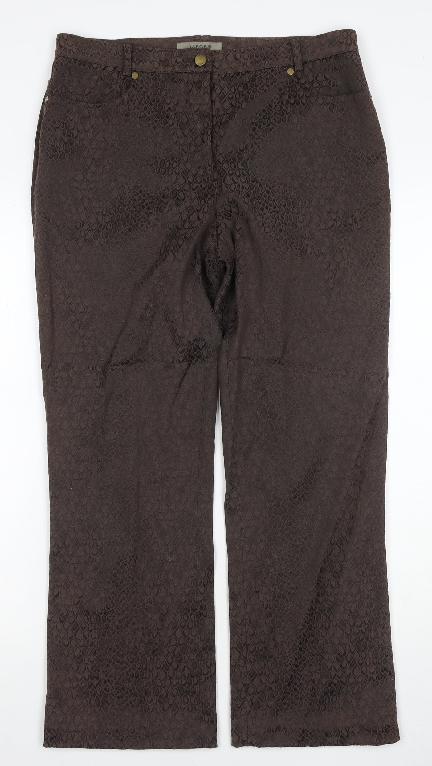 Jaeger Women’s Brown Animal Print Trousers - Size 12