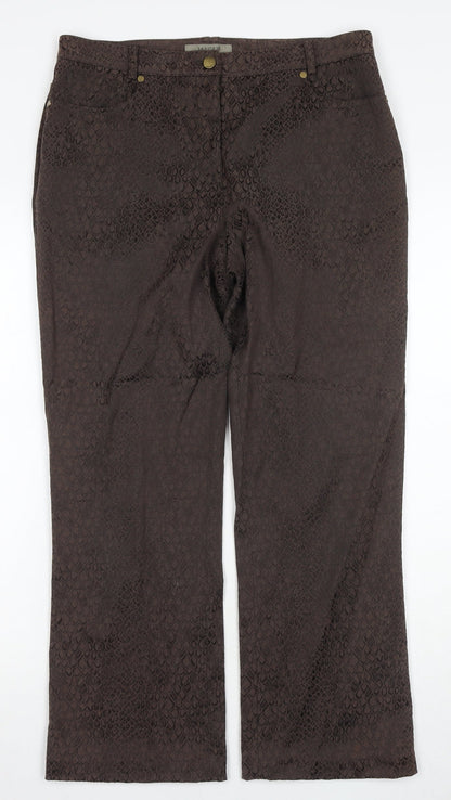 Jaeger Women’s Brown Animal Print Trousers - Size 12