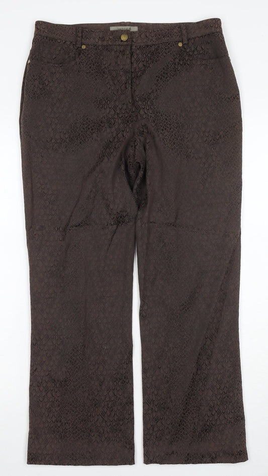 Jaeger Women’s Brown Animal Print Trousers - Size 12