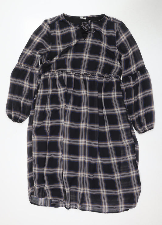 Jacqueline de Yong Women’s Black Plaid Shift Dress Size 10