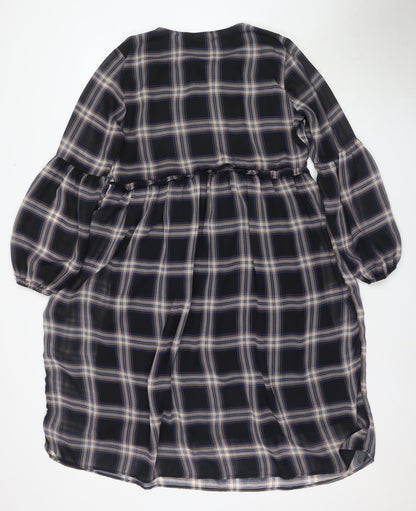 Jacqueline de Yong Women’s Black Plaid Shift Dress Size 10