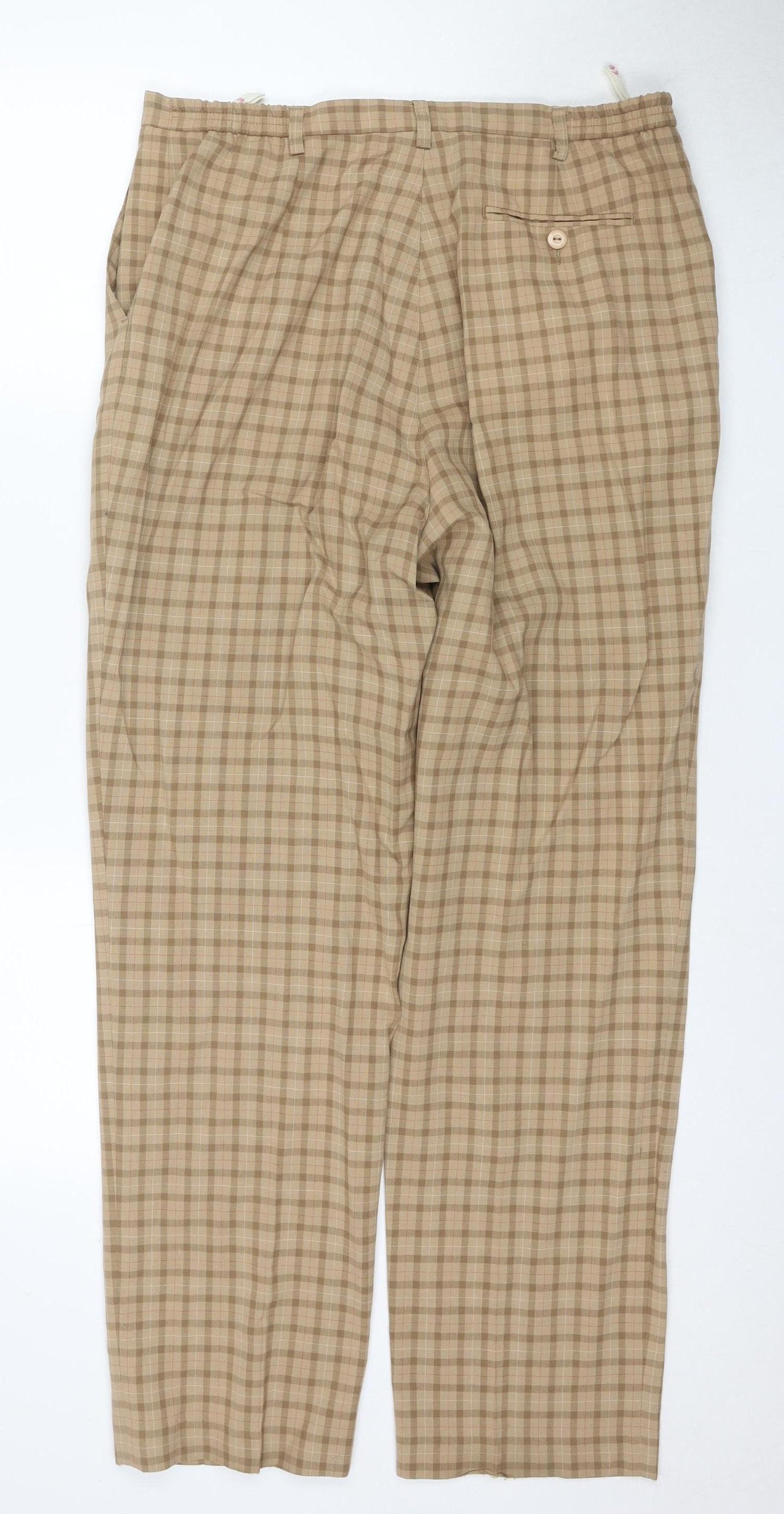 Country Rose Women's Beige Check Trousers Size 16