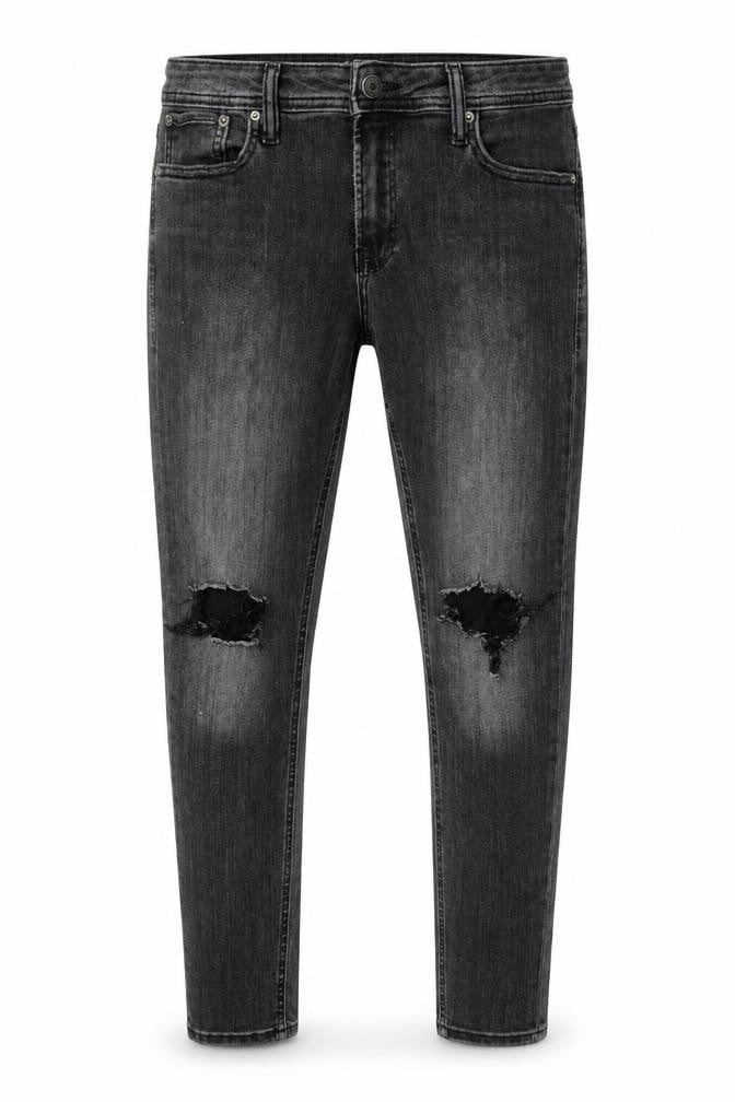 Jack & Jones Men's Black Distressed Jeans, Size 32