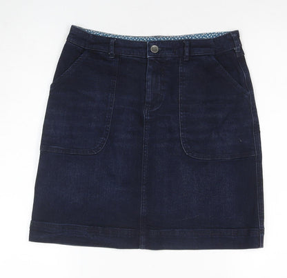Willow Earth Women's Blue Denim Skirt, Size 8, Mid-Rise, Pockets