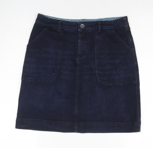 Willow Earth Women's Blue Denim Skirt, Size 8, Mid-Rise, Pockets