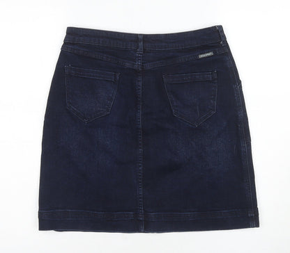 Willow Earth Women's Blue Denim Skirt, Size 8, Mid-Rise, Pockets