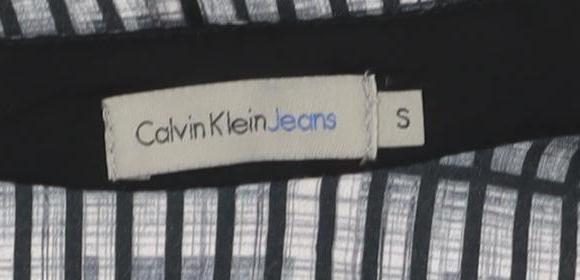 Calvin Klein Women's Black Woven Check T-Shirt S