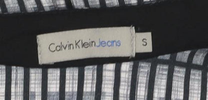 Calvin Klein Women's Black Woven Check T-Shirt S