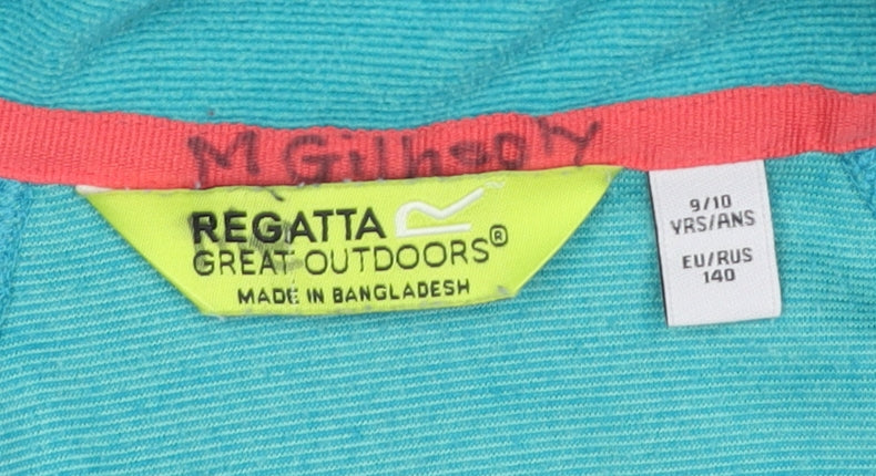Regatta Girls Blue 1/2 Zip Hoodie 9-10 Years Lightweight
