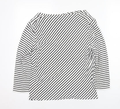Vyella Women's Boat Neck Striped Top - M, Black/White
