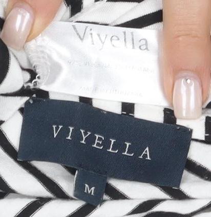 Vyella Women's Boat Neck Striped Top - M, Black/White