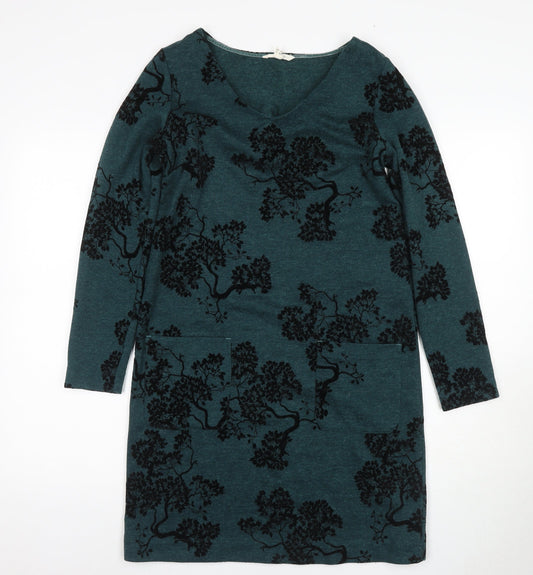 Marks and Spencer Women's Green Floral Shift Dress Size 10