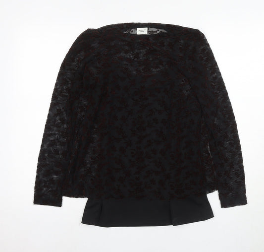 Jacqueline de Yong Women's Black Floral Tunic Blouse M