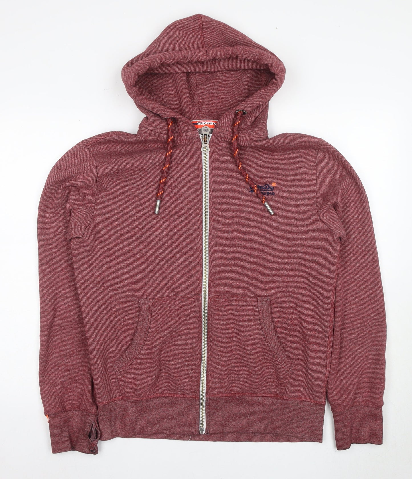 Superdry Men's Red Full Zip Hoodie, M, Logo Accent